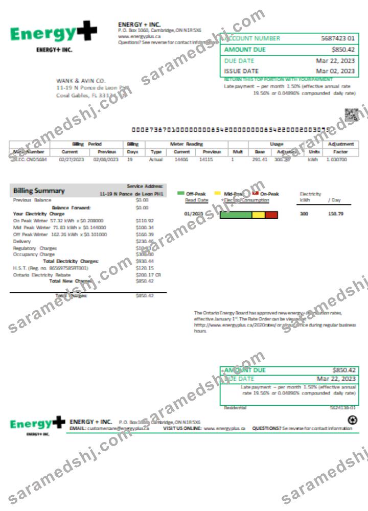 Energy Plus electricity utility business bill, SCR